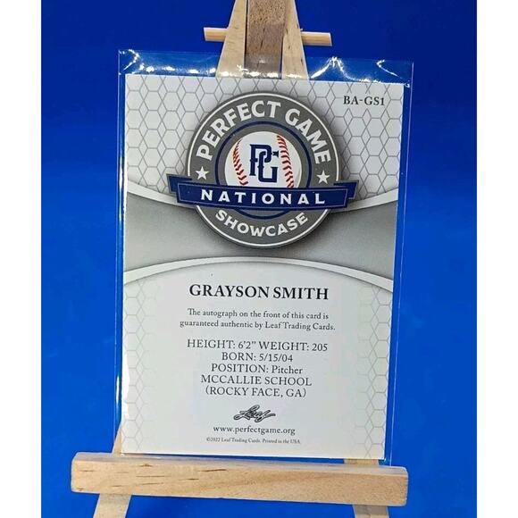 2022 Leaf Perfect Game Nat Showcase - Autograph Grayson Smith #BA-GS1 SSP 02/10 - Picture 6 of 6